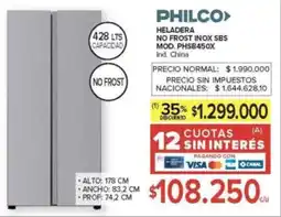 Carrefour Philco heladera no frost inox sbs oferta