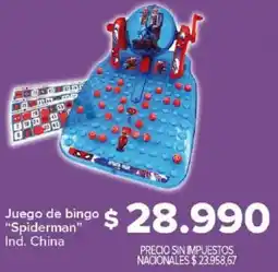 Carrefour Spiderman juego de bingo oferta