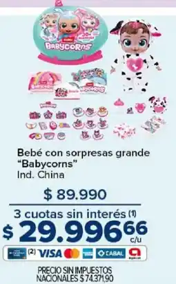Carrefour Babycorns bebé con sorpresas grande oferta
