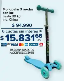 Carrefour Monopatín 3 ruedas con luz oferta