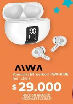 Carrefour Aiwa auricular BT earbud TWA-100B oferta