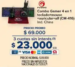Carrefour Marvo combo gamer 4 en 1 teclado+mouse +auricular+alf oferta