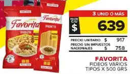 Carrefour Maxi Favorita fideos varios tipos oferta