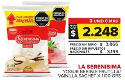 Carrefour Maxi La serenisima yogur bebible frutilla/ vainilla sachet oferta