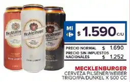 Carrefour Maxi Mecklenburger cerveza pilsener/weiber trigo/ipa/dunkel oferta