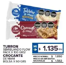 Carrefour Maxi Turron semiblando flow pack oferta