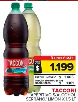 Carrefour Maxi Tacconi aperitivo s/alcohol serrano/ limon oferta