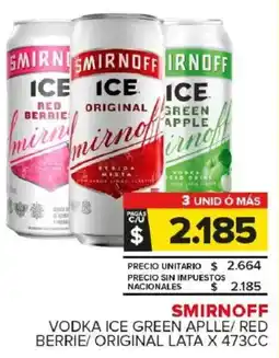 Carrefour Maxi Smirnoff vodka ice green aplle/red berrie/ original lata oferta