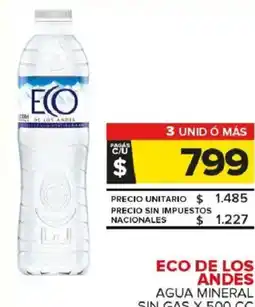 Carrefour Maxi Eco de los andes agua mineral sin gas oferta