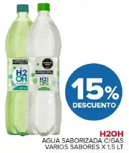 Carrefour Maxi H2oh agua saborizada c/gas varios sabores oferta