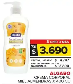 Carrefour Maxi Algabo crema corporal miel almendras oferta