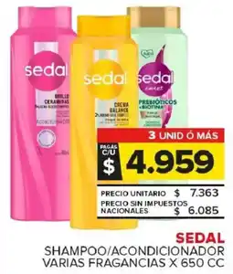 Carrefour Maxi Sedal shampoo/acondicionador varias fragancias oferta
