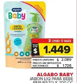 Carrefour Maxi Algabo baby jabon liq para bebe repuesto oferta