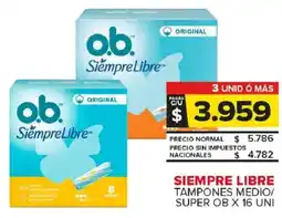 Carrefour Maxi O.B. siempre libre tampones medio/ super oferta