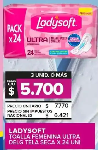 Ladysoft toalla femenina ultra delg tela seca