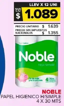 Carrefour Maxi Noble papel higienico h/simple oferta