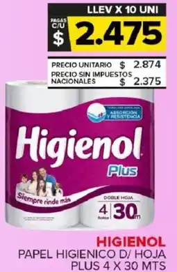 Carrefour Maxi Higienol papel higienico d/ hoja plus oferta