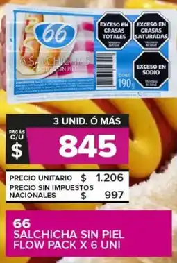 Carrefour Maxi 66 salchicha sin piel flow pack oferta