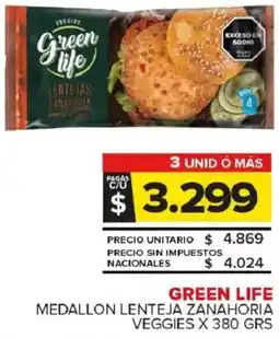 Carrefour Maxi Green life medallon lenteja zanahoria veggies oferta
