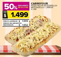 Carrefour Maxi Carrefour pizza palita muzzarella/ muzzarella y jamon oferta