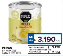Carrefour Maxi Classic peras en mitades lata oferta