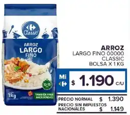 Carrefour Maxi Classic arroz largo fino 00000 bolsa oferta