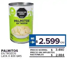 Carrefour Maxi Palmitos en trozos lata oferta
