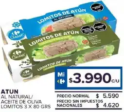 Carrefour Maxi Atun al natural/ aceite de oliva lomitos oferta