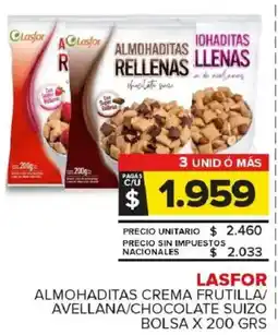Carrefour Maxi Lasfor almohaditas crema frutilla/ avellana/chocolate suizo bolsa oferta