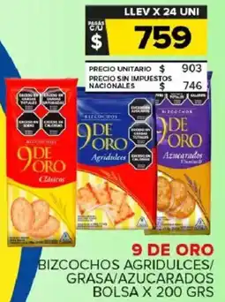 Carrefour Maxi 9 de oro bizcochos agridulces/ grasa/azucarados bolsa oferta