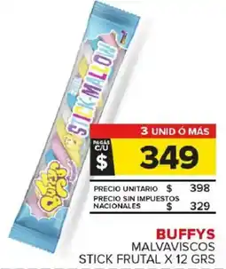 Carrefour Maxi Buffys malvaviscos stick frutal oferta