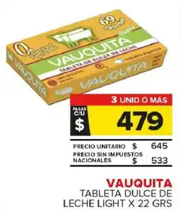 Carrefour Maxi Vauquita tableta dulce de leche light oferta