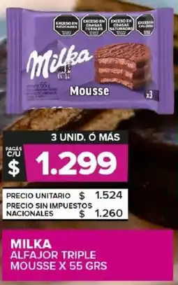 Carrefour Maxi Milka alfajor triple mousse oferta