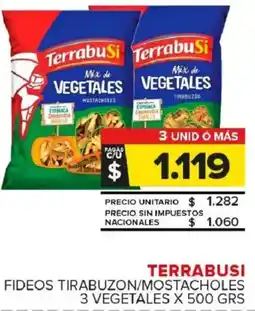 Carrefour Maxi Terrabusi fideos tirabuzon/mostacholes 3 vegetales oferta
