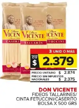 Carrefour Maxi Don vicente fideos tallarines/ cinta fetuccini/caserito bolsa oferta