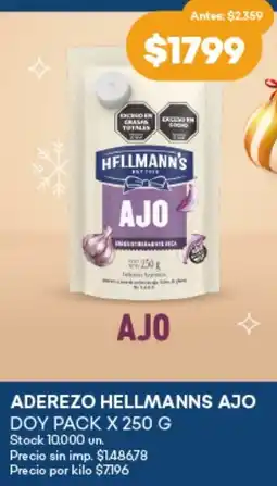 Supermercados Tadicor Hellmann's aderezo ajo doy pack oferta