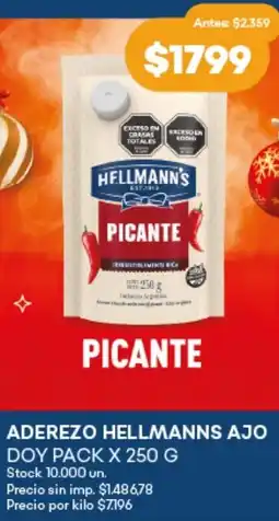 Supermercados Tadicor Hellmann's aderezo ajo doy pack oferta