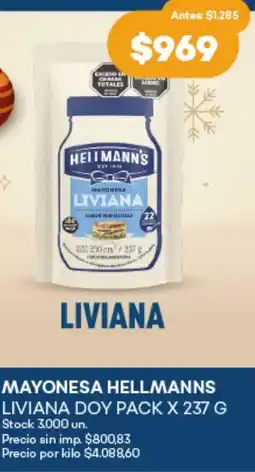 Supermercados Tadicor Helimann's mayonesa liviana doy pack oferta