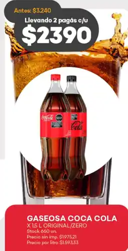 Supermercados Tadicor Coca cola gaseosa original/zero oferta