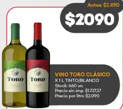 Supermercados Tadicor Toro vino clásico tinto/blanco oferta