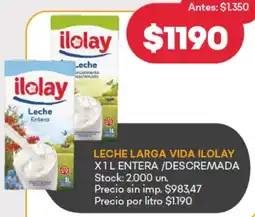 Supermercados Tadicor Ilolay leche larga vida entera/descremada oferta