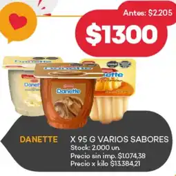Supermercados Tadicor Danette varios sabores oferta
