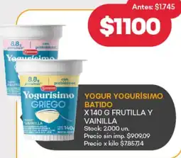 Supermercados Tadicor Yogurísimo yogur batido frutilla y vainilla oferta