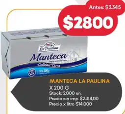 Supermercados Tadicor La paulina manteca oferta