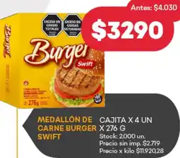 Supermercados Tadicor Swift medallón de carne burger oferta