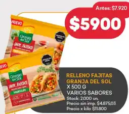 Supermercados Tadicor Relleno fajitas granja del sol varios sabores oferta