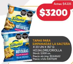 Supermercados Tadicor La salteña tapas para empanadas hojaldre/criolla oferta