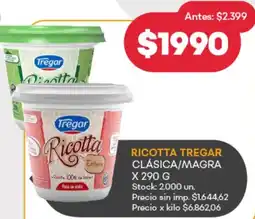Supermercados Tadicor Tregar ricotta clásica/magra oferta