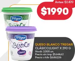 Supermercados Tadicor Tregar queso blanco clásico/light oferta