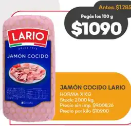 Supermercados Tadicor Lario jamón cocido horma oferta